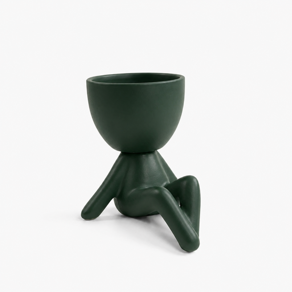 Figurine Planter Matte Dark Green For Succulents