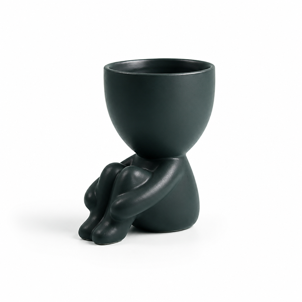 Figurine Planter Matte Dark Green For Succulents