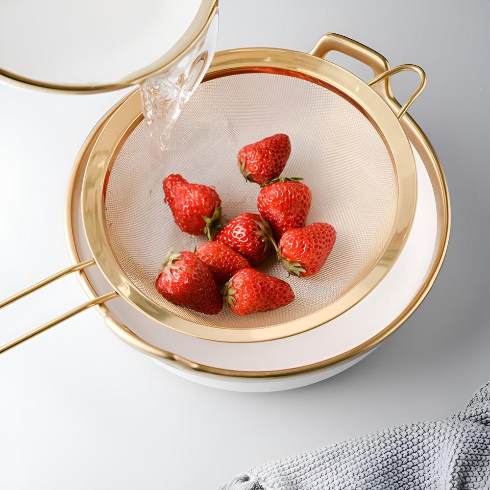 Fine Mesh Strainer Gold-Plated Stainless Steel