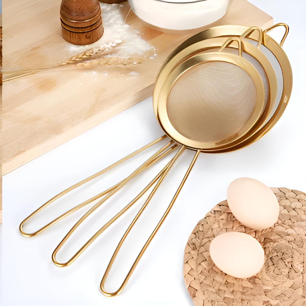 Fine Mesh Strainer Gold-Plated Stainless Steel