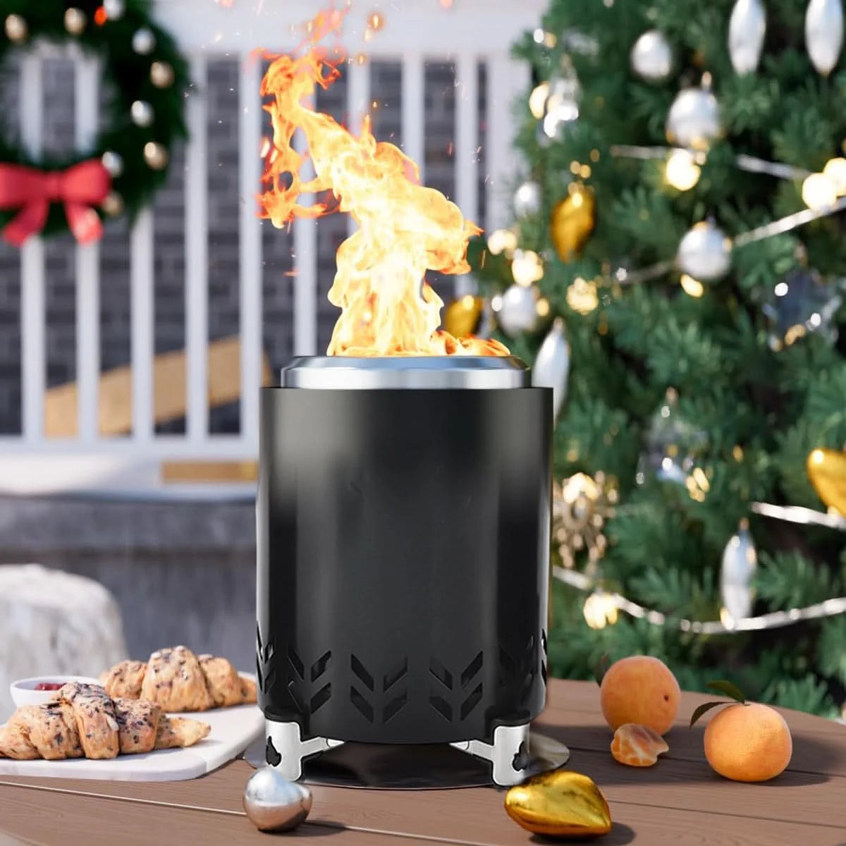 Fire Bowl Portable Elevated Stand Heat-Resistant Metal