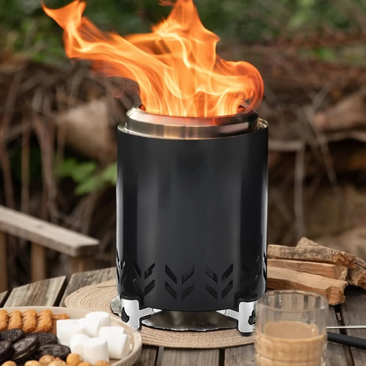 Fire Bowl Portable Elevated Stand Heat-Resistant Metal