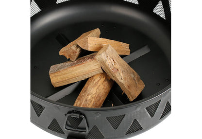 Fire Pit Steel Wood-Burning 30-Inch With Spark Screen & Poker