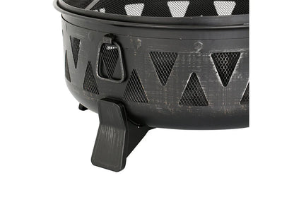 Fire Pit Steel Wood-Burning 30-Inch With Spark Screen & Poker