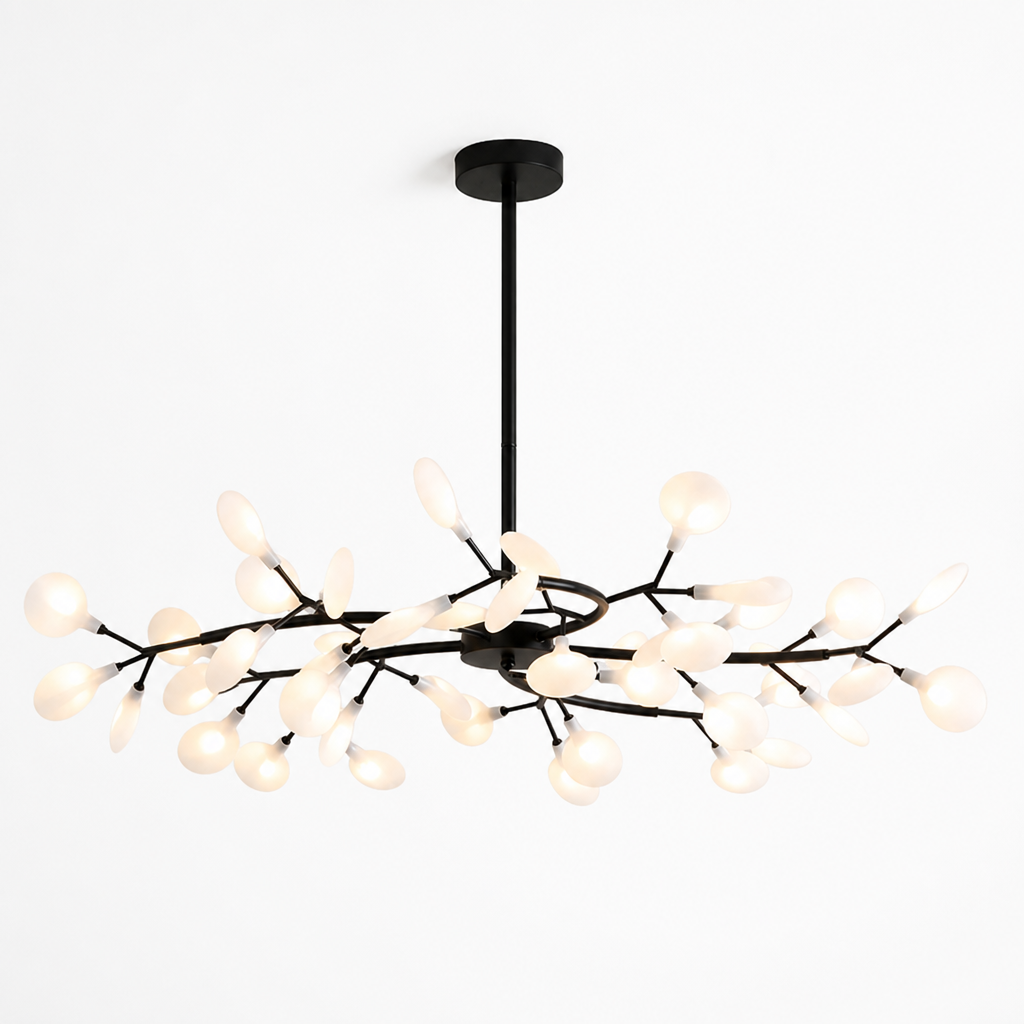Firefly-Inspired Black Metal & Acrylic Ceiling Chandelier (G4 Bulbs Included)