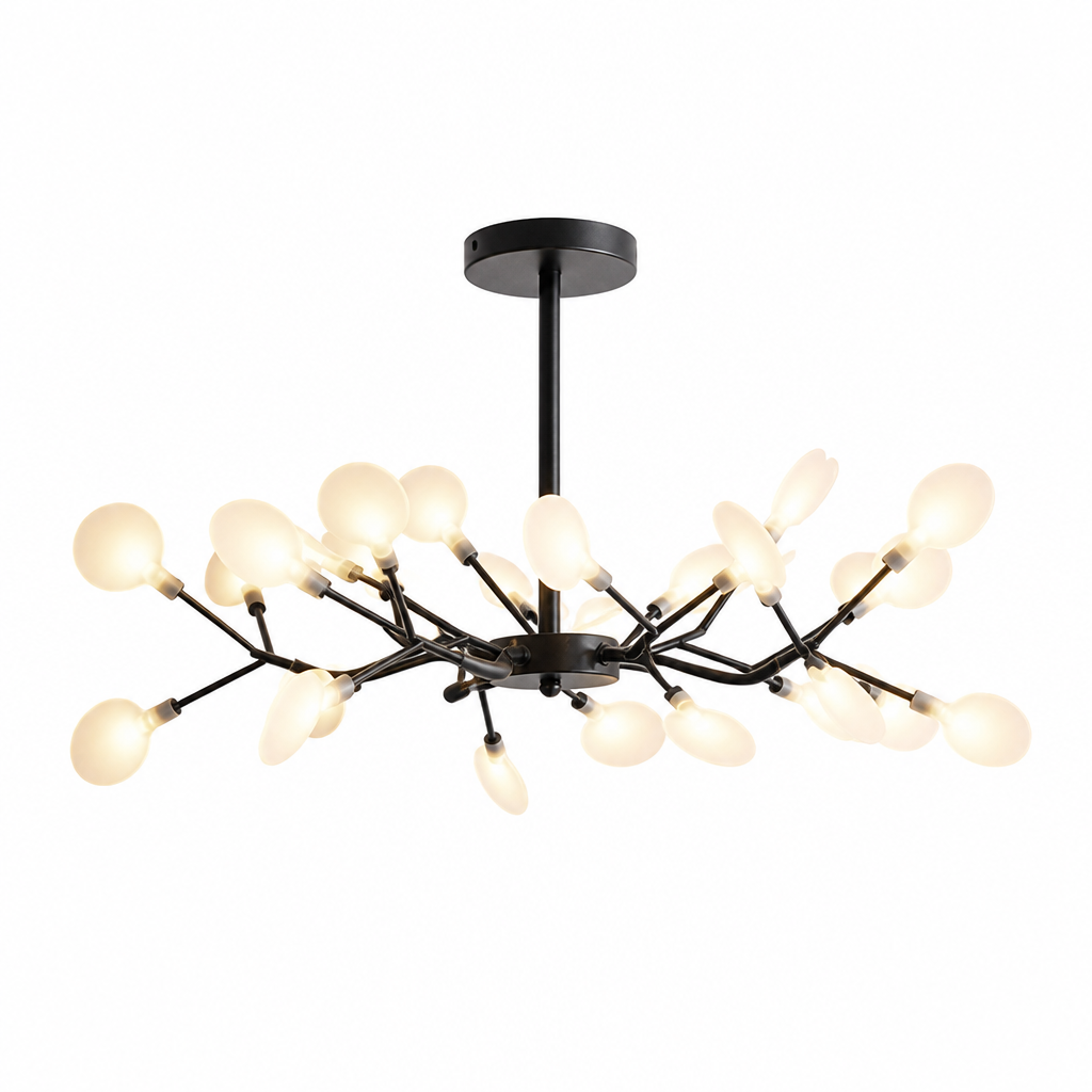 Firefly-Inspired Black Metal & Acrylic Ceiling Chandelier (G4 Bulbs Included)