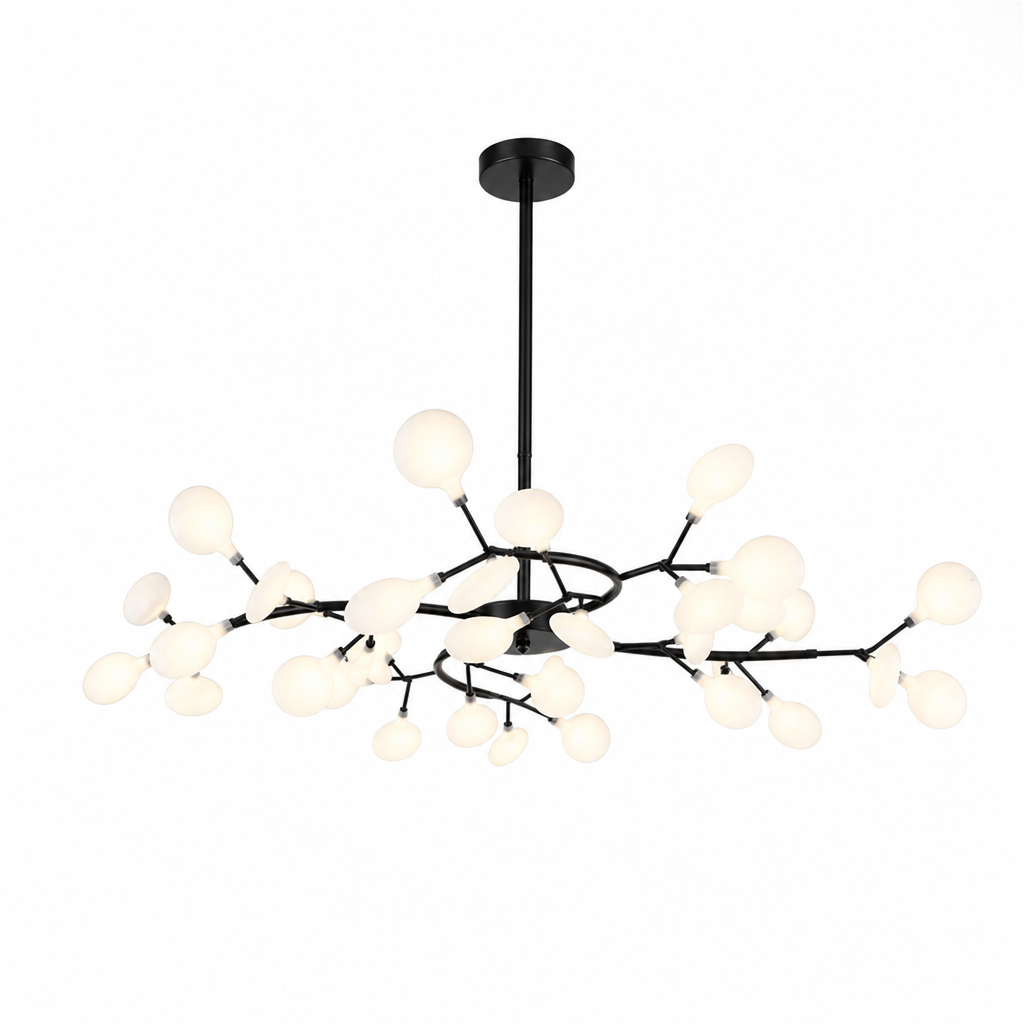 Firefly-Inspired Black Metal & Acrylic Ceiling Chandelier (G4 Bulbs Included)