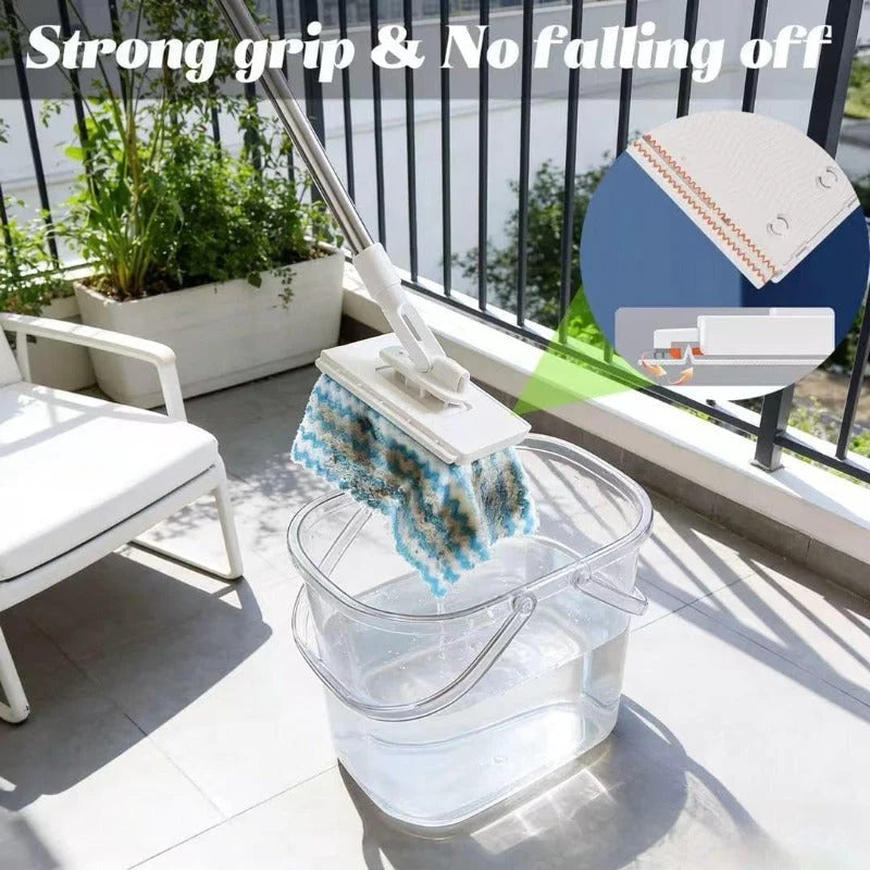 Flat Mop One-Touch Cloth Clamp 360° Swivel Head