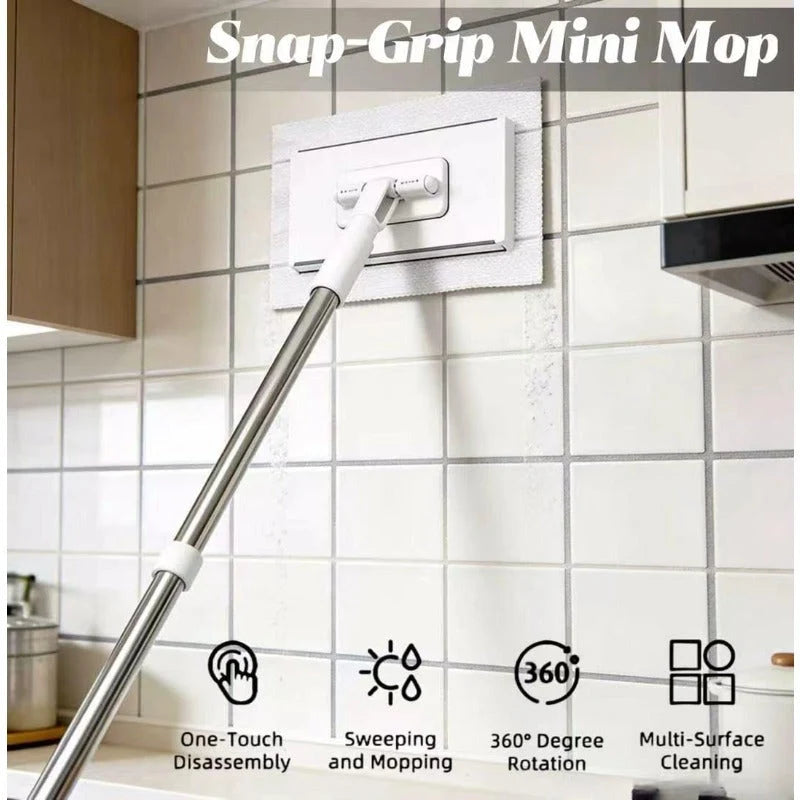 Flat Mop One-Touch Cloth Clamp 360° Swivel Head