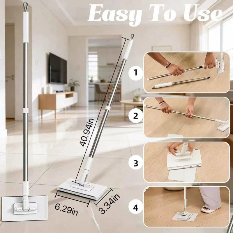 Flat Mop One-Touch Cloth Clamp 360° Swivel Head