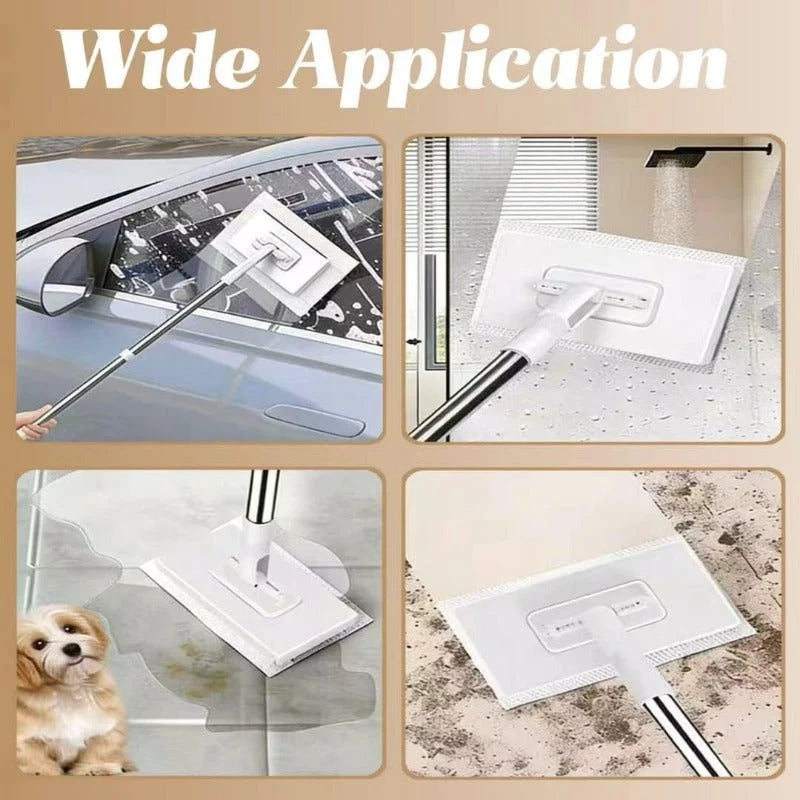 Flat Mop One-Touch Cloth Clamp 360° Swivel Head