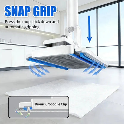 Flat Mop One-Touch Cloth Clamp 360° Swivel Head