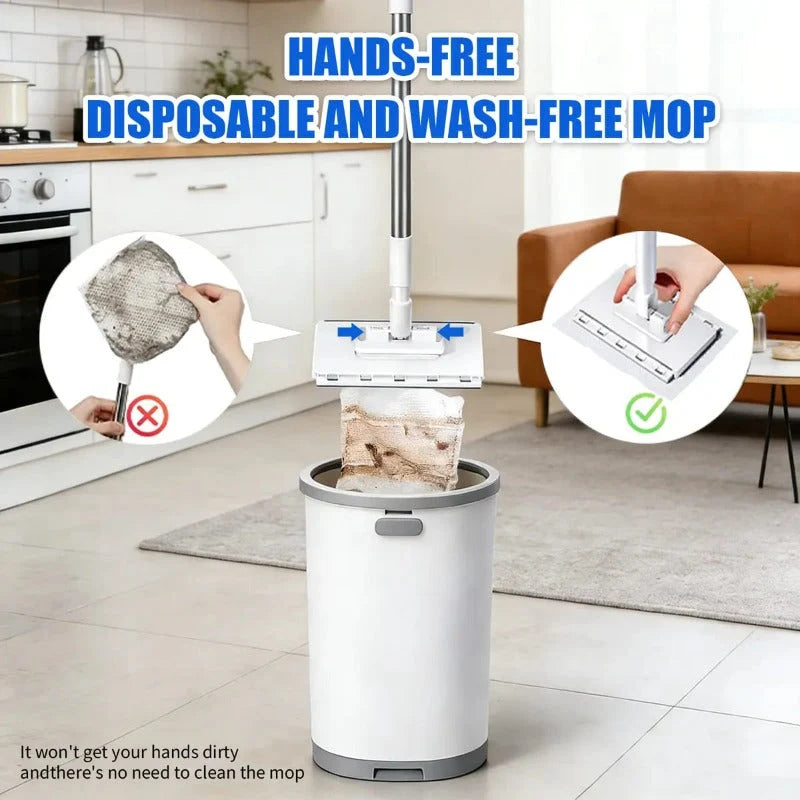 Flat Mop One-Touch Cloth Clamp 360° Swivel Head