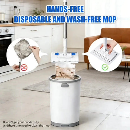 Flat Mop One-Touch Cloth Clamp 360° Swivel Head