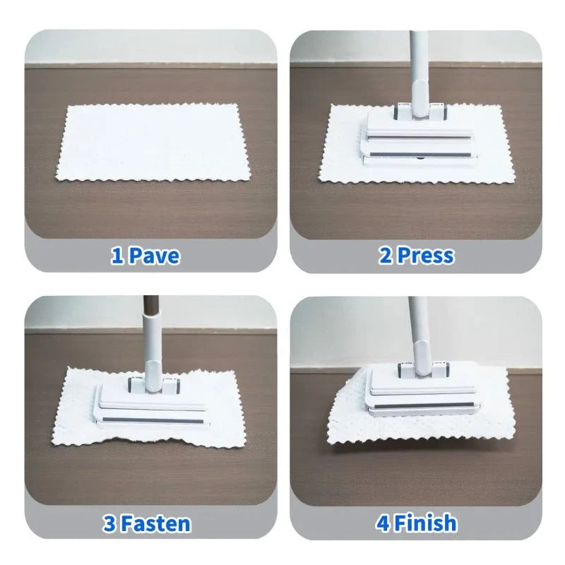 Flat Mop One-Touch Cloth Clamp 360° Swivel Head