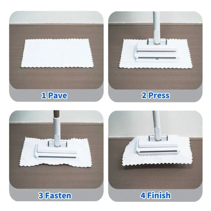 Flat Mop One-Touch Cloth Clamp 360° Swivel Head