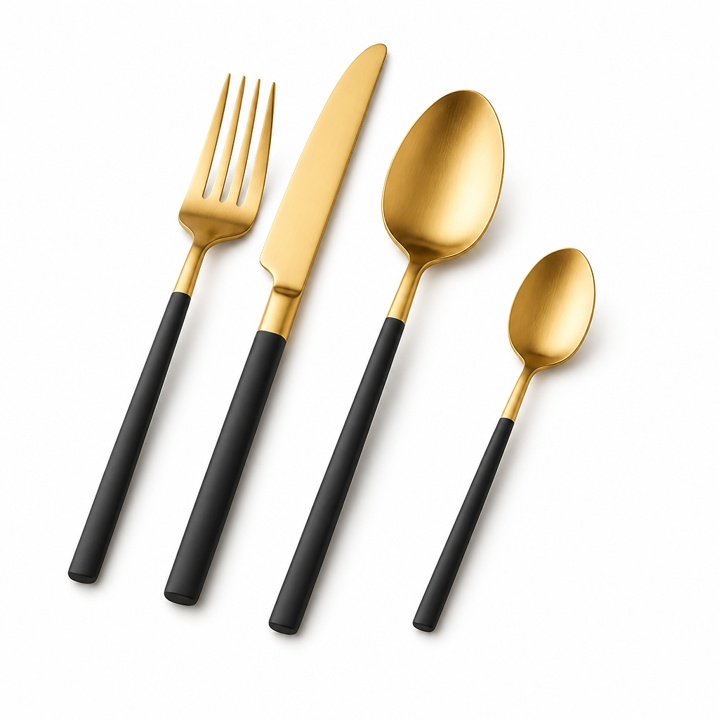 Flatware Set 4-Piece Stainless Steel & Matte Black Handles