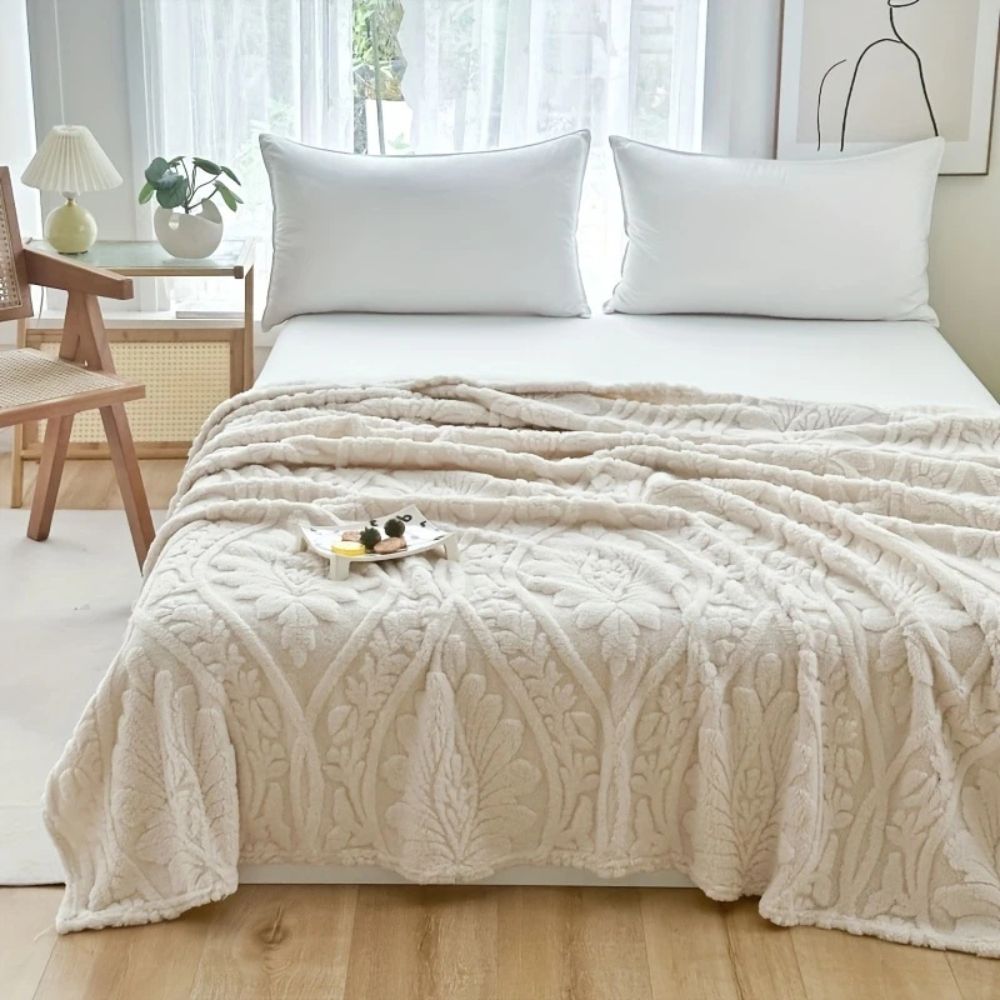 Fleece Blanket Microfiber Blend Woven Jacquard Lightweight & Machine Washable