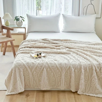 Fleece Blanket Microfiber Blend Woven Jacquard Lightweight & Machine Washable