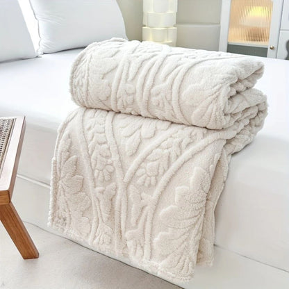 Fleece Blanket Microfiber Blend Woven Jacquard Lightweight & Machine Washable