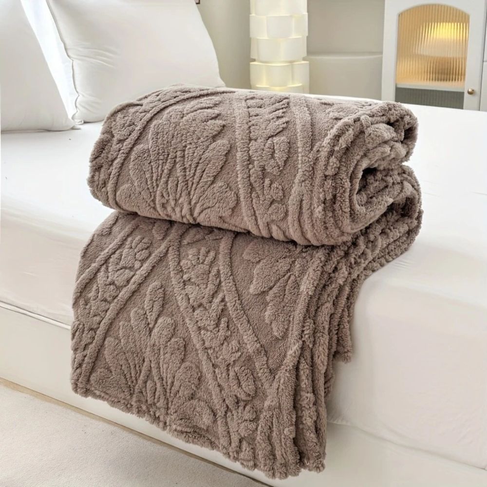 Fleece Blanket Microfiber Blend Woven Jacquard Lightweight & Machine Washable