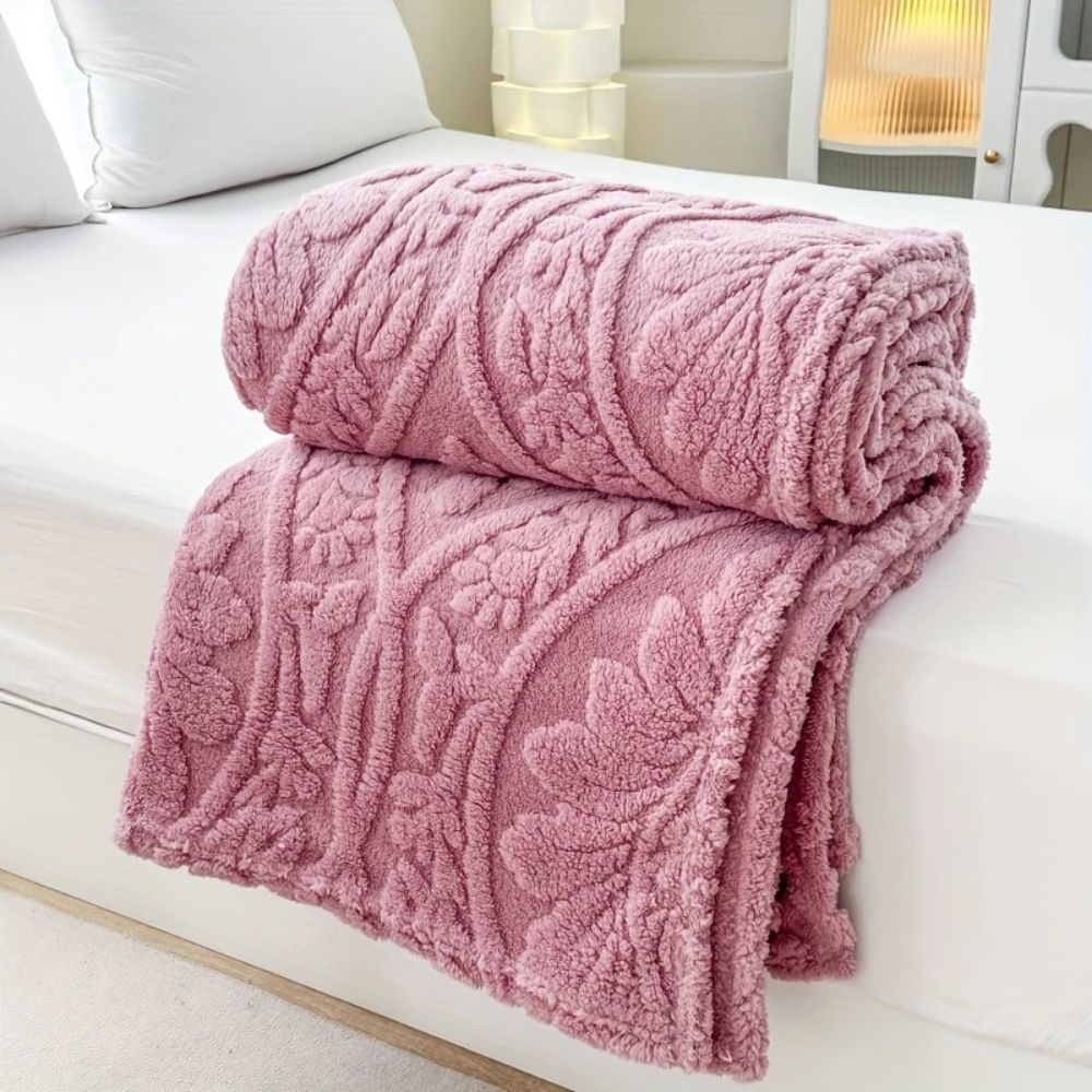 Fleece Blanket Microfiber Blend Woven Jacquard Lightweight & Machine Washable