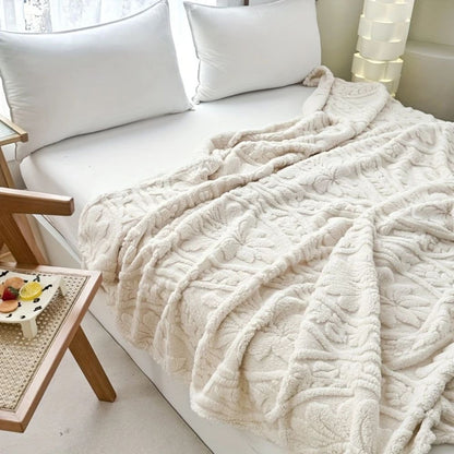 Fleece Blanket Microfiber Blend Woven Jacquard Lightweight & Machine Washable