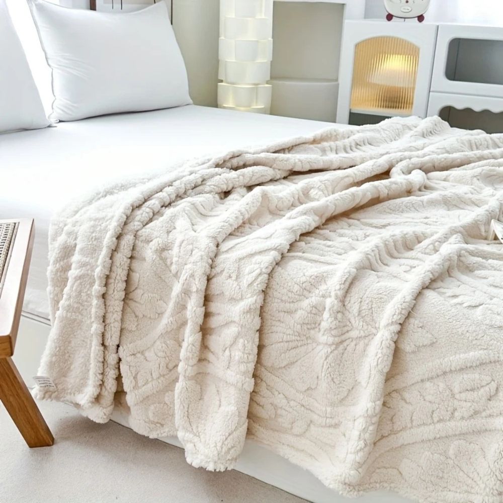 Fleece Blanket Microfiber Blend Woven Jacquard Lightweight & Machine Washable