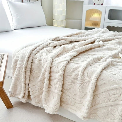 Fleece Blanket Microfiber Blend Woven Jacquard Lightweight & Machine Washable