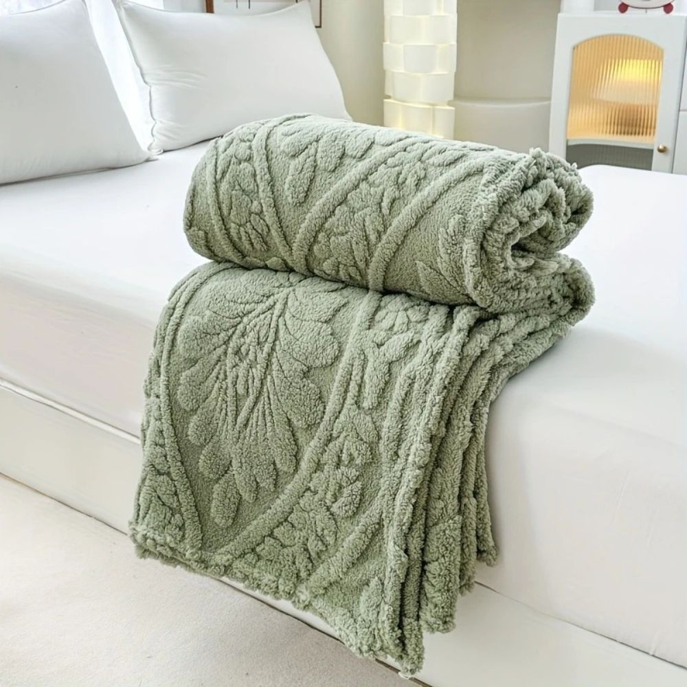 Fleece Blanket Microfiber Blend Woven Jacquard Lightweight & Machine Washable