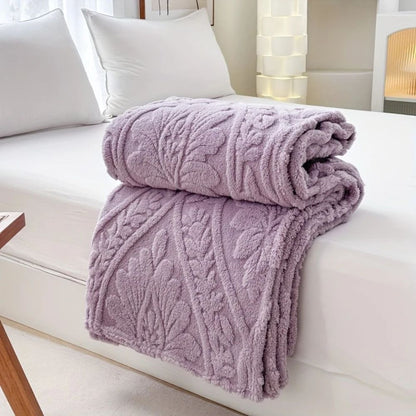 Fleece Blanket Microfiber Blend Woven Jacquard Lightweight & Machine Washable