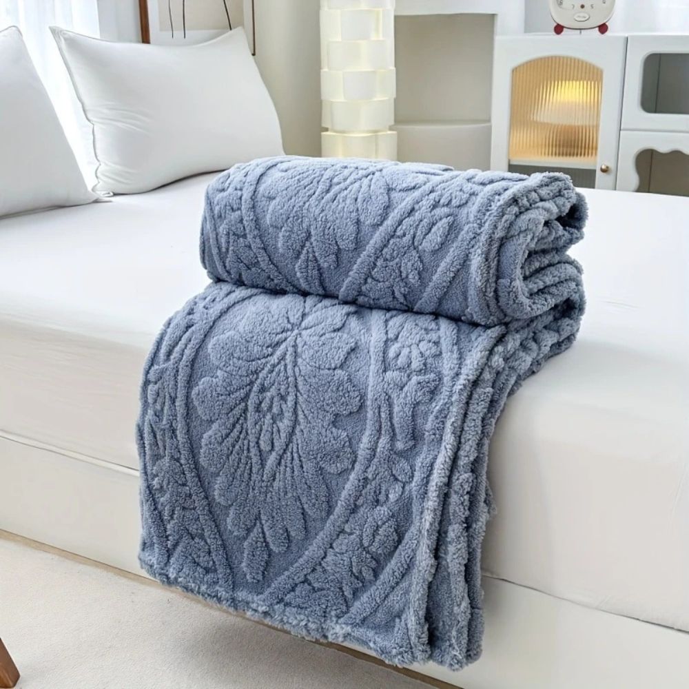 Fleece Blanket Microfiber Blend Woven Jacquard Lightweight & Machine Washable