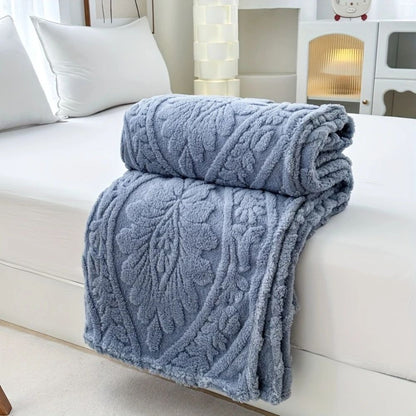Fleece Blanket Microfiber Blend Woven Jacquard Lightweight & Machine Washable