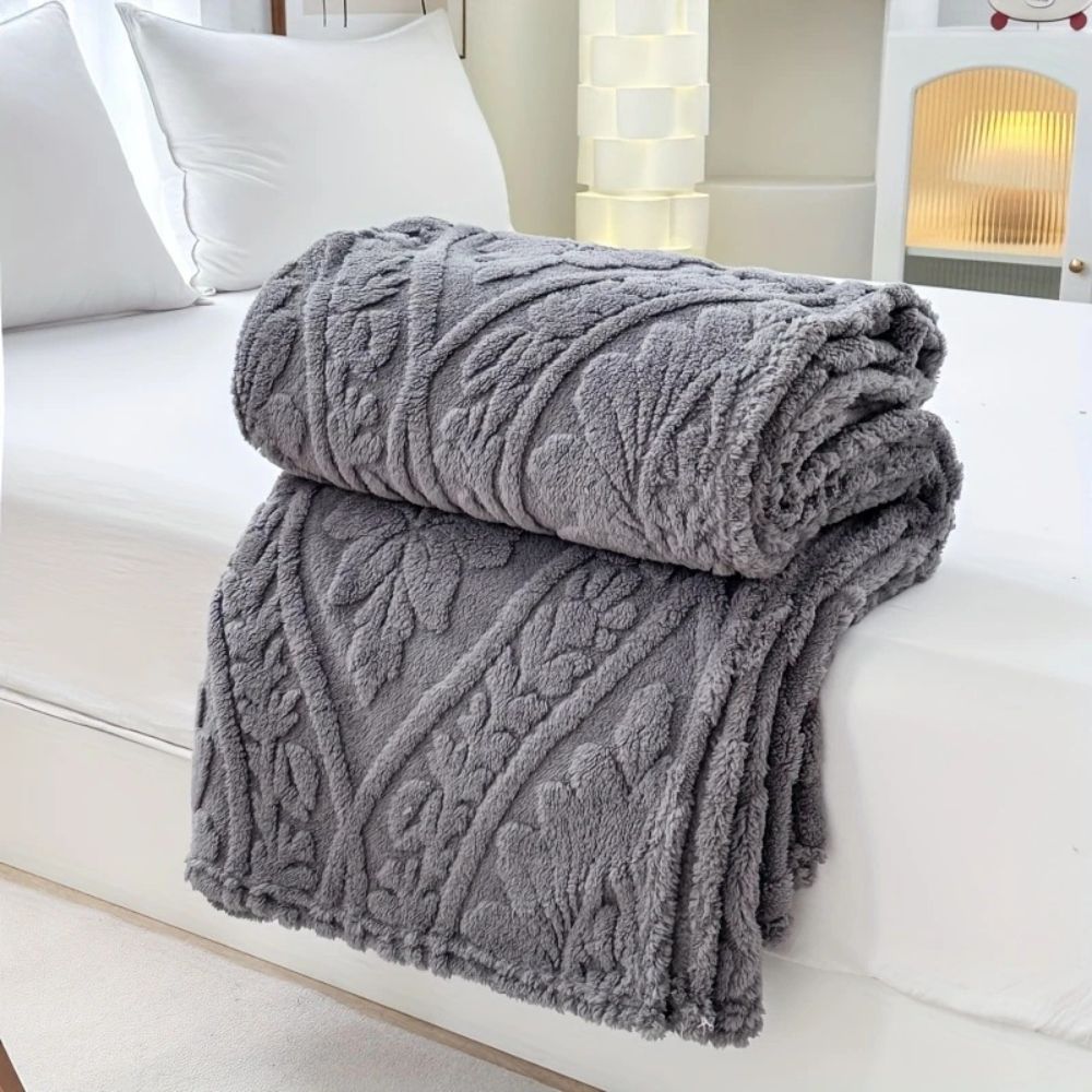 Fleece Blanket Microfiber Blend Woven Jacquard Lightweight & Machine Washable