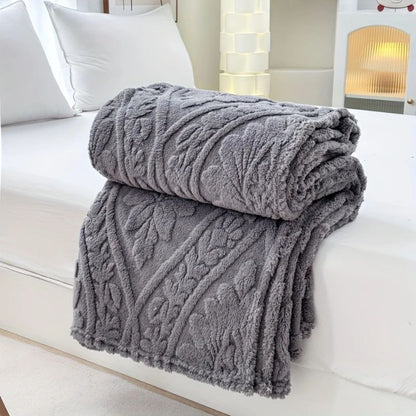 Fleece Blanket Microfiber Blend Woven Jacquard Lightweight & Machine Washable