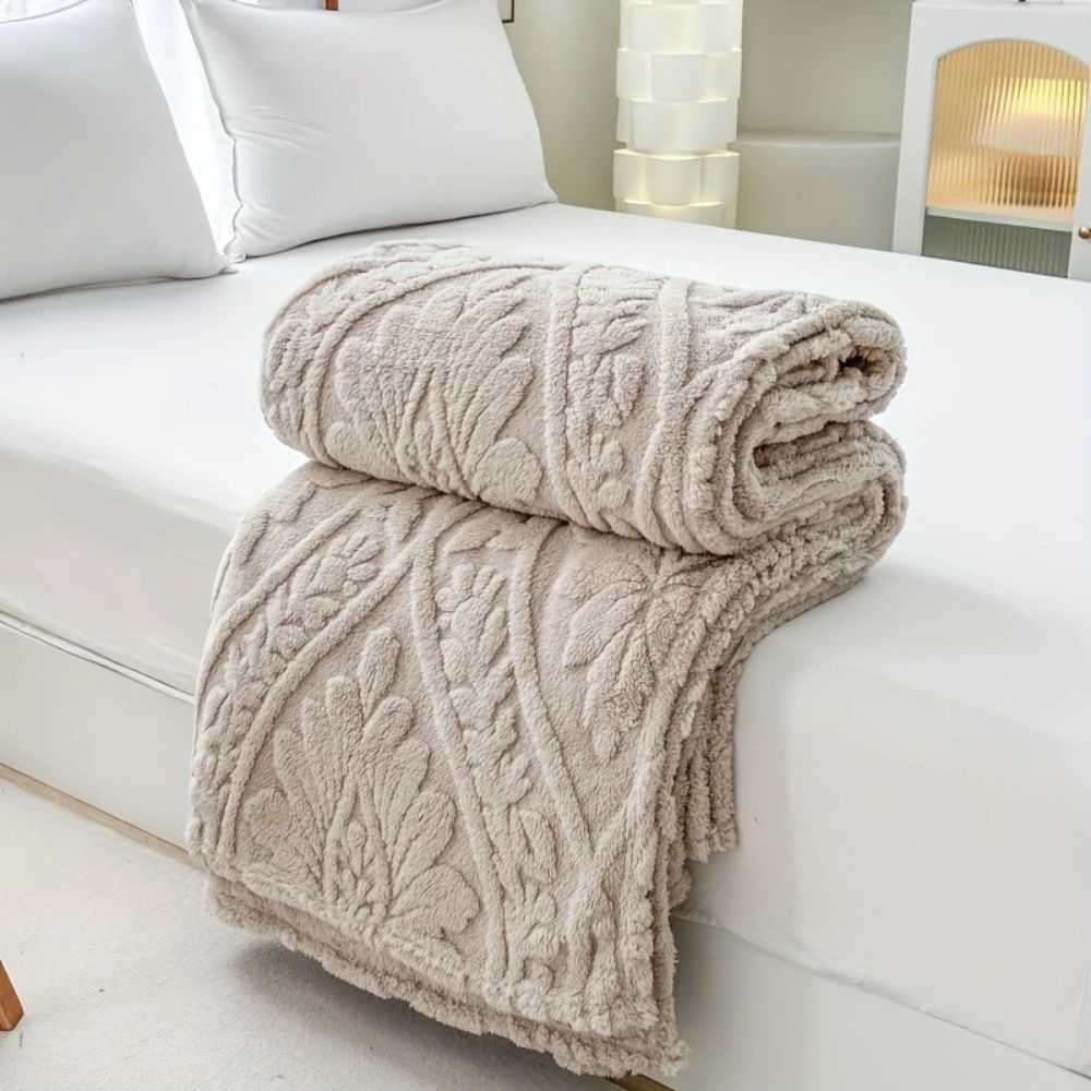 Fleece Blanket Microfiber Blend Woven Jacquard Lightweight & Machine Washable