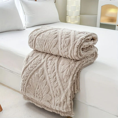 Fleece Blanket Microfiber Blend Woven Jacquard Lightweight & Machine Washable