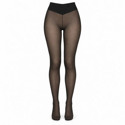Fleece-Lined Tights Sheer Look High-Waisted Stretch Fit