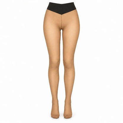 Fleece-Lined Tights Sheer Look High-Waisted Stretch Fit