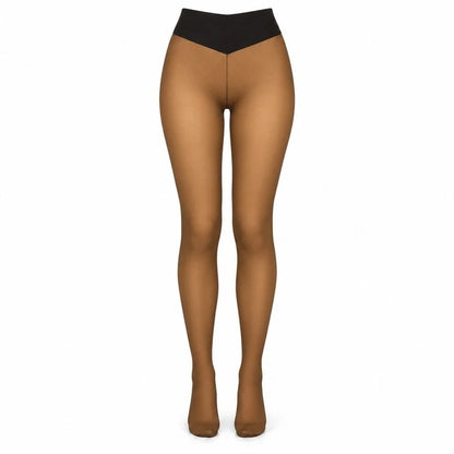 Fleece-Lined Tights Sheer Look High-Waisted Stretch Fit