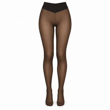 Fleece-Lined Tights Sheer Look High-Waisted Stretch Fit