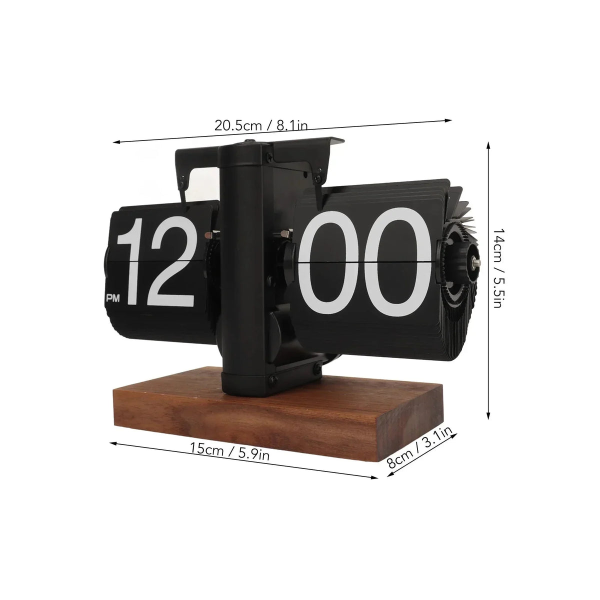 Flip Clock Mechanical Large-Number Display Black Walnut Frame