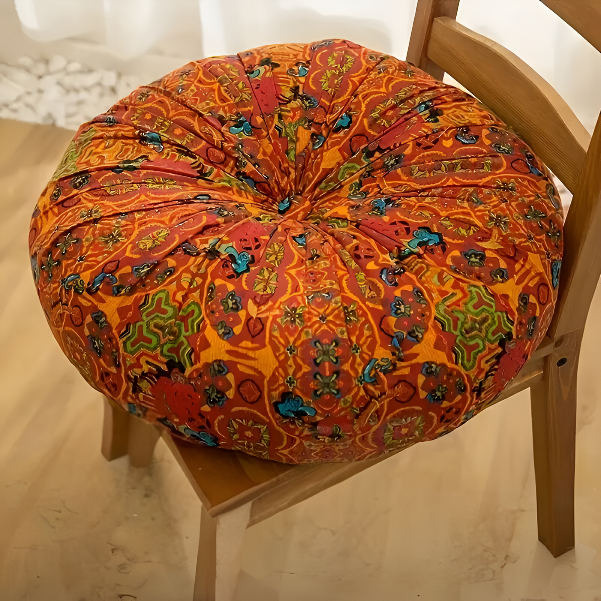 Floor Cushion Bohemian Embroidered Thick Cushioning & Durable Fabric