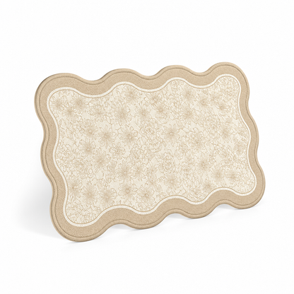 Floor Mat Floral Pattern Cushioned & Non-Slip Backing