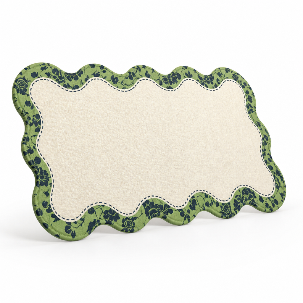 Floor Mat Floral Pattern Cushioned & Non-Slip Backing