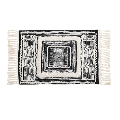 Floor Mat Microfiber Blend Machine Washable Geometric Tassels