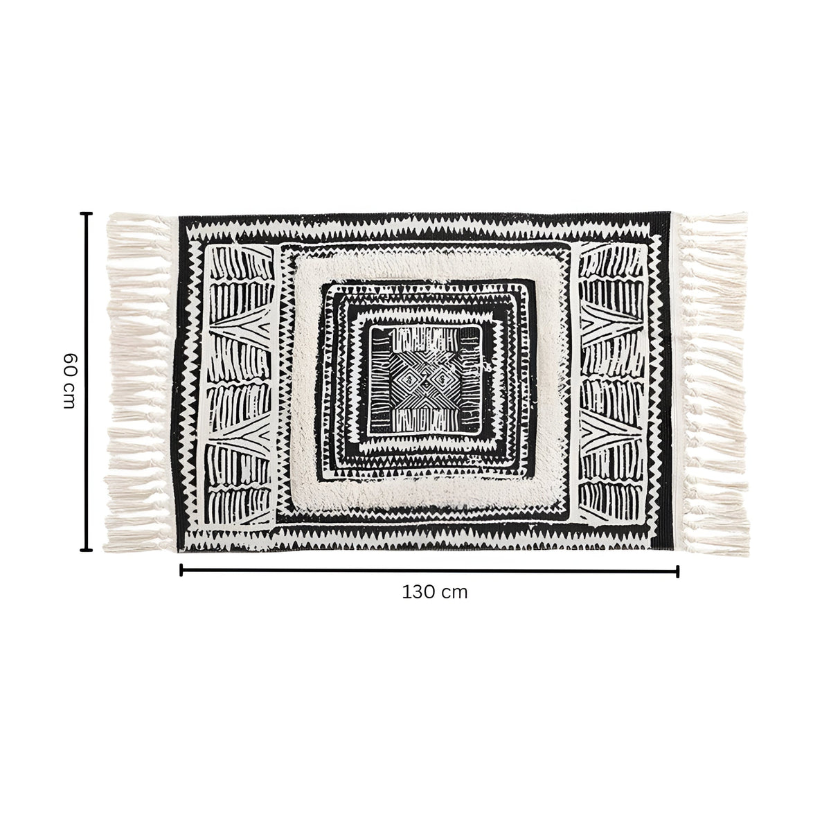 Floor Mat Microfiber Blend Machine Washable Geometric Tassels