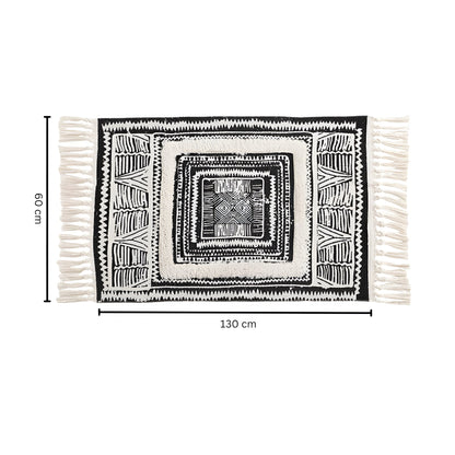 Floor Mat Microfiber Blend Machine Washable Geometric Tassels