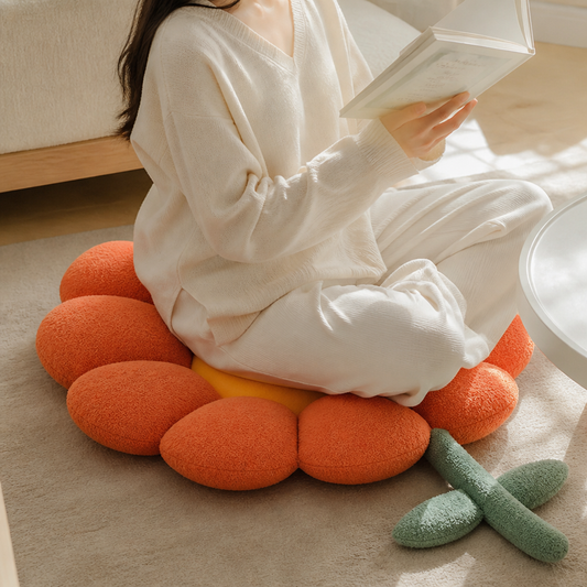 Flower-Shaped Art Deco Floral Floor Cushion