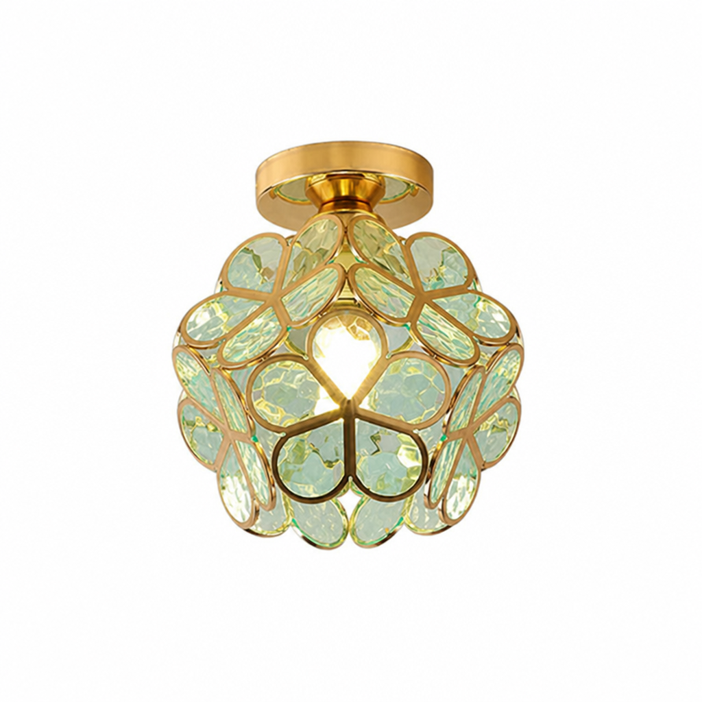 Flower-Shaped Glitter-Accented Flush Ceiling Light (E27/E26 Compatible)
